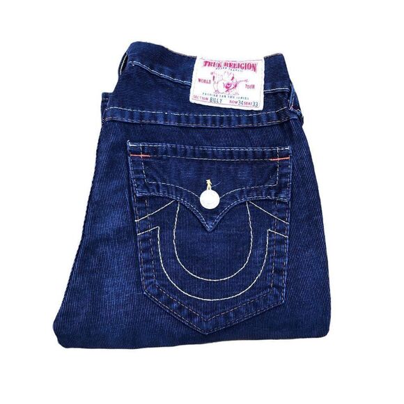 True Religion Jeans Size 34 RICKY Corduroy Blue - Picture 8 of 12